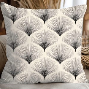 Modern Geometric Pillowcase , Black and White Fan Pattern Cushion Cover for Sofa, Couch and Bedroom Minimalist Home Décor