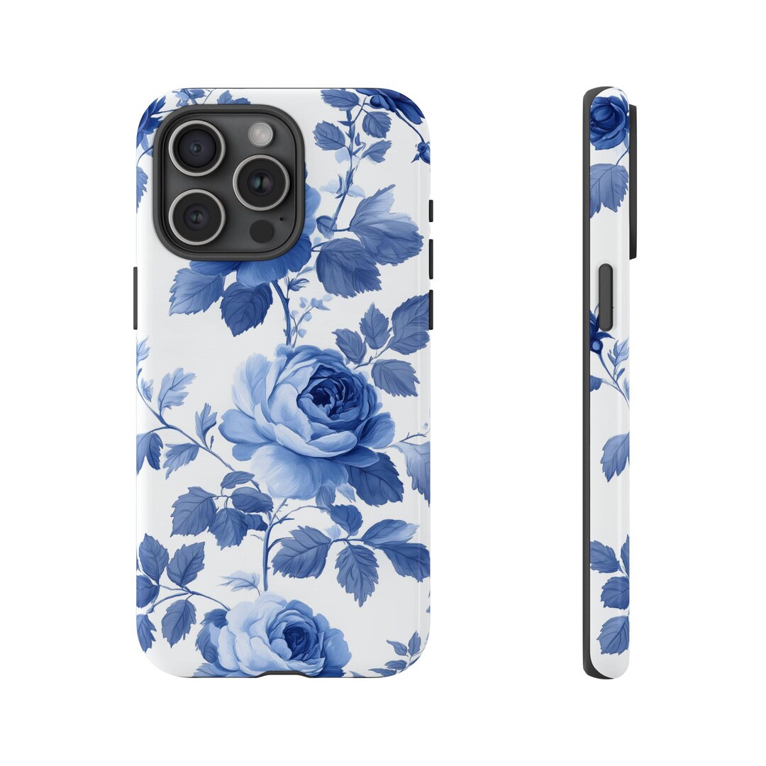 Blue Rose Phone Case , Elegant Floral Cover for iPhone and Samsung and ...