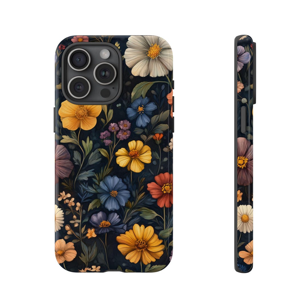 Tough Cases, Dark Floral Colorful Flower, Protective Phone Cover ...