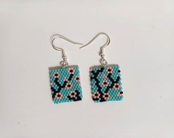 Miyuki Delica Beads Earrings - Cherry blossom
