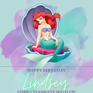 Ariel Birthday Party Invitation Digital Download