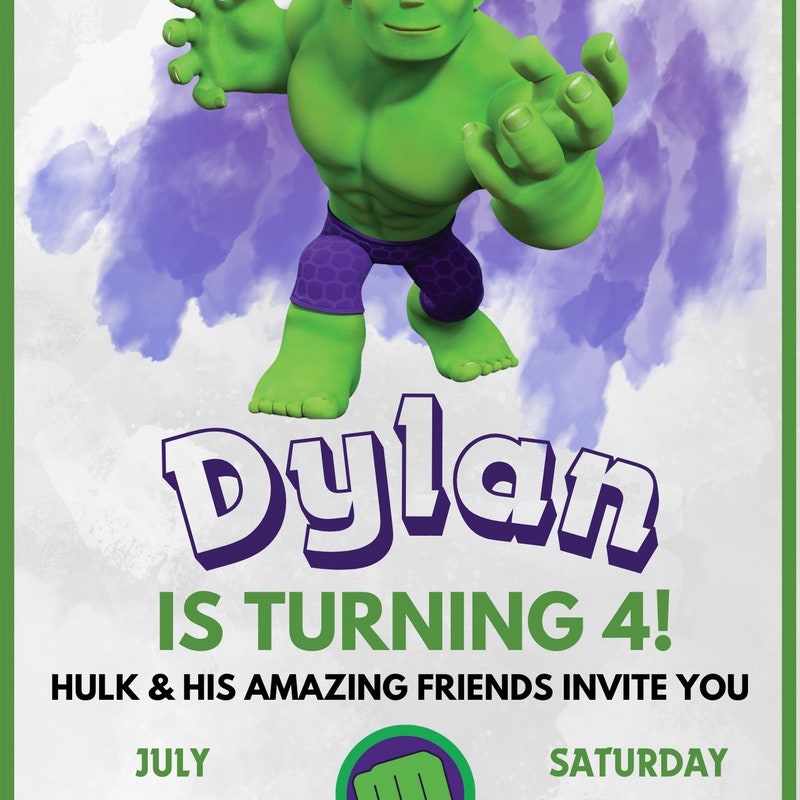 Hulk Invitations - Etsy