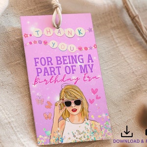 Eras Thank You Tags - Music Party Favor Tags - Printable Birthday Gift Tags - Instant Download - 2x3.5” In My Birthday Era Theme