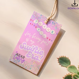 Editable Thank You Tags – Personalized Party Favor Tags | In My Birthday Era Theme | Instant Download