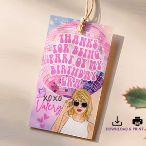 Personalized Eras Thank You Tags - Custom Music Party Favor Tags - Printable Birthday Gift Tags - Instant Download, In My Birthday Era Theme
