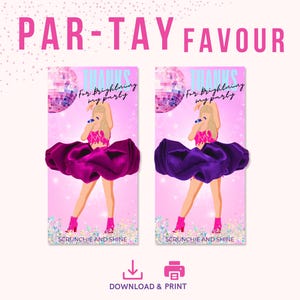 Party Favor – Printable Scrunchie Card | In My Birthday Era Theme, Aesthetic Gift for Guests, Instant Download. Sizes: A4, US Letter