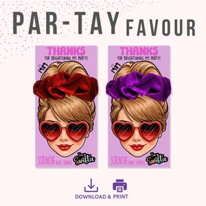 Party Favor – Printable Scrunchie Card | In My Birthday Era Theme, Aesthetic Gift for Guests, Instant Download. Sizes: A4, US Letter