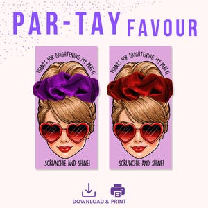 Party Favor – Printable Scrunchie Card | In My Birthday Era Theme, Aesthetic Gift for Guests, Instant Download. Sizes: A4, US Letter