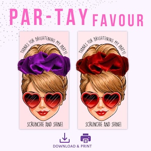 Party Favor – Printable Scrunchie Card | In My Birthday Era Theme, Aesthetic Gift for Guests, Instant Download. Sizes: A4, US Letter
