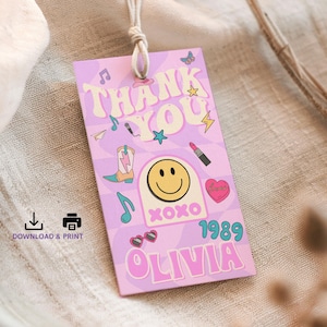 Editable Thank You Tags – Personalized Party Favor Tags | In My Birthday Era Theme | Instant Download