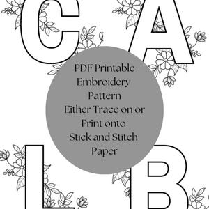 Patrón de bordado del alfabeto en PDF / Monograma floral primaveral, diseño creativo de bordado digital, descarga instantánea de letras florales