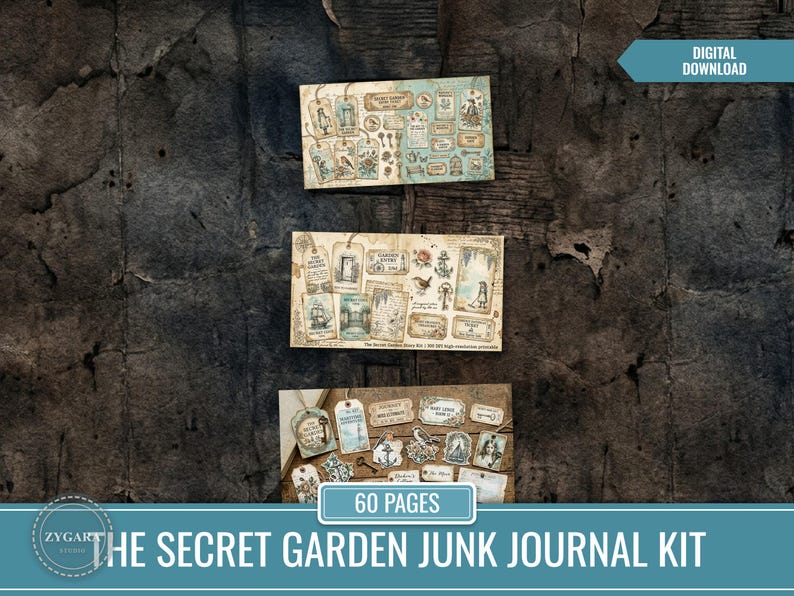 Secret Garden Junk Journal Kit, Vintage Nautical Ephemera (digital ...