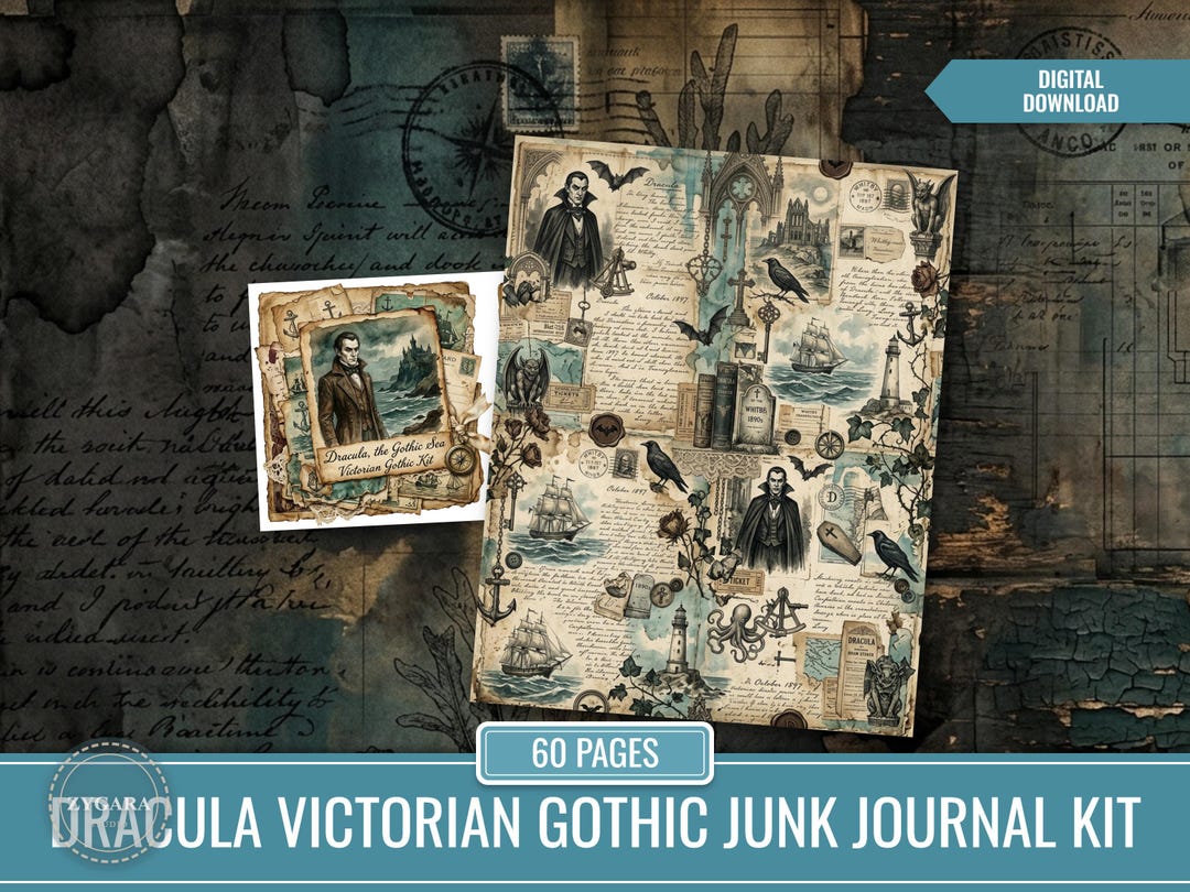 Dracula Victorian Gothic Junk Journal Kit, Vintage Digital Scrapbook ...