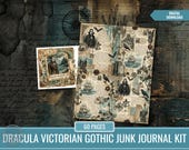 Dracula Victorian Gothic Junk Journal Kit, Vintage Digital Scrapbook Paper (Digital Download)