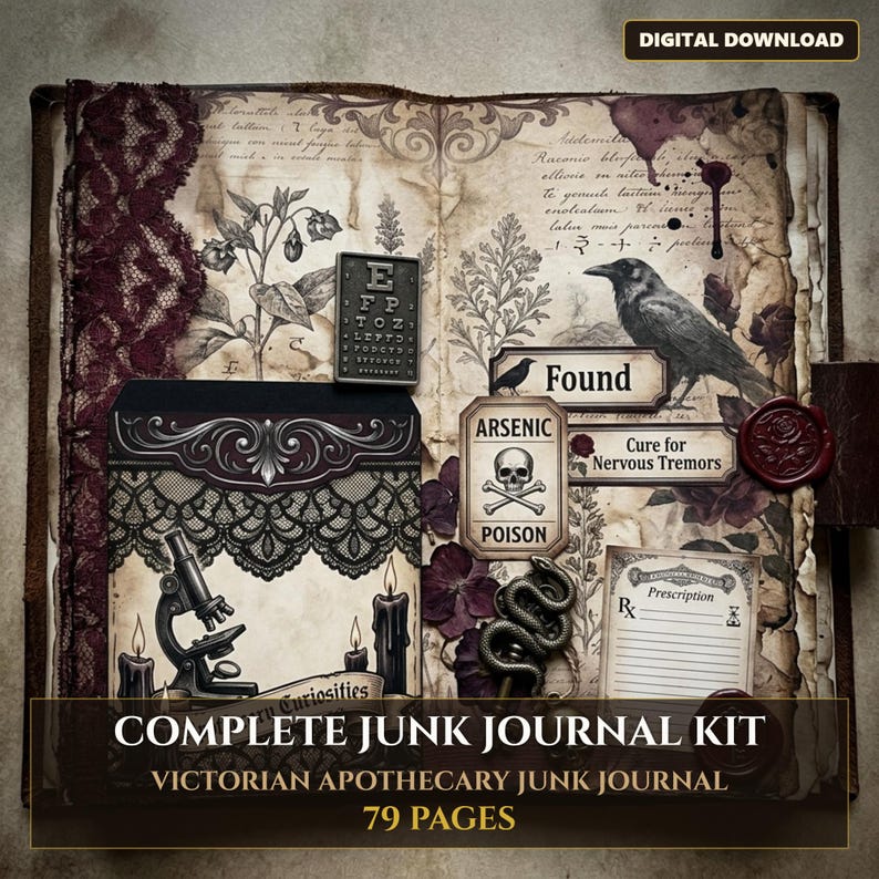 Dark Apothecary Junk Journal Kit Printable | Poison Botanical Ephemera ...