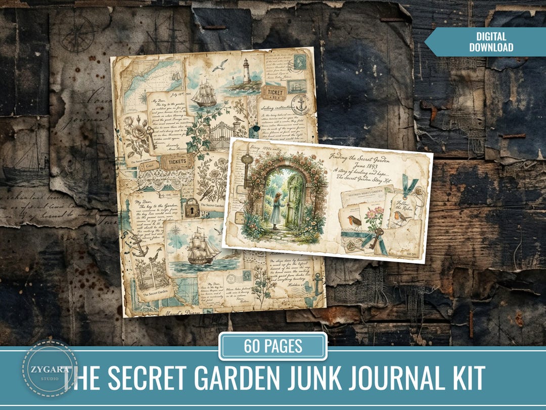 Secret Garden Junk Journal Kit, Vintage Nautical Ephemera (digital ...