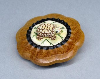 Botón de tortuga de madera de hueso tallado, palo de rosa y naranja de Osage