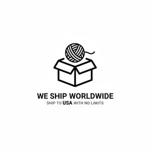 a simple black and white logo for a company that ships worldwide.