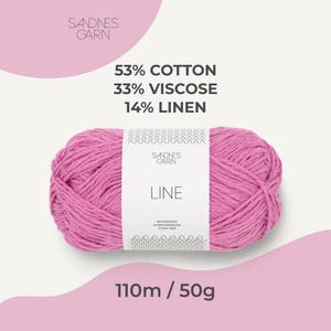 SANDNES GARN Line: Summer Knitting Crochet, Cotton Linen Viscose Yarn 110m/50g