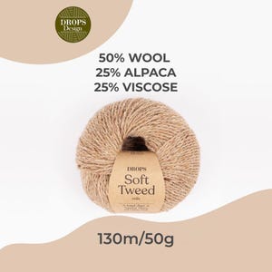 Fil DROPS Soft Tweed - Laine Alpaga Écologique - Doux et Léger pour Tricot, Pull, Écharpe - Mélange Noble | DROPS Design