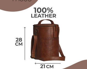 Muud Saturn XL Leather Knitting Project Bag: Handmade Yarn & Crochet Organizer