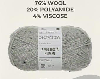 Novita Nummi Sock Yarn, Aran Weight, Wool Blend Tweed (100g Ball)