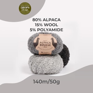 DROPS Alpaca Bouclé - Mélange Alpaga Laine Aran pour Tricot & Crochet
