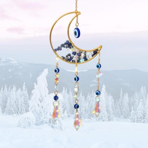 Sparkling Evil Eye Crystal Suncatcher For Window Hanging, Unique Christmas Gift, Spiritual Gift, Good Luck Charm, Garden and Home Decor