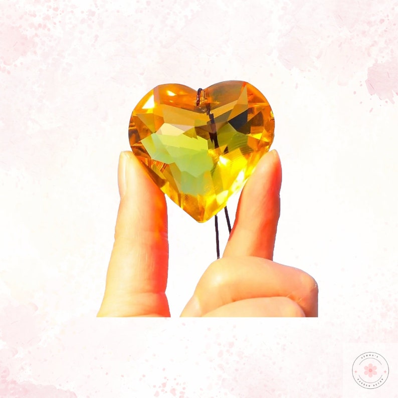 Attrape-soleil Cœur Cristal Avec Support Métal - Crée Des Arcs-en-ciel - Décoration Fenêtre, Table - Intérieur/extérieur