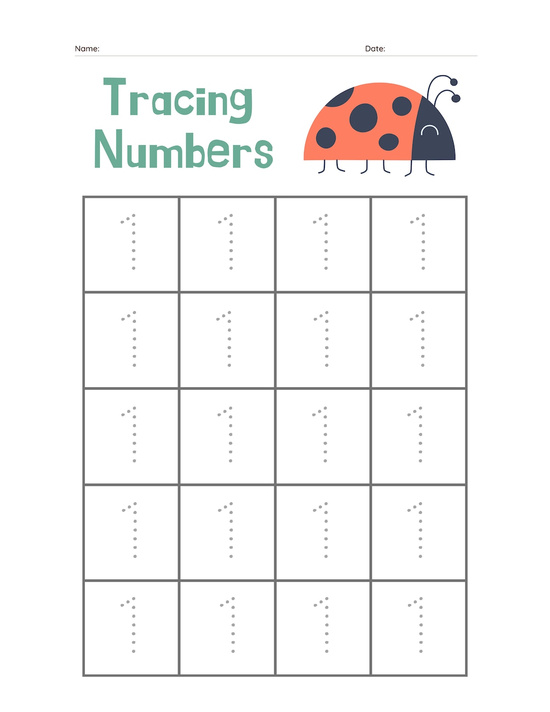 Number Tracing Worksheet 1 10 Etsy Number Tracing Worksheet 1 10 Etsy
