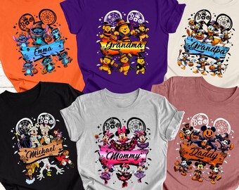 Koszulki z postaciami Disneya na Halloween, koszulka z Myszką Miki i Przyjaciele na Halloween, koszulka na imprezę Halloween, koszulki Disneya na Halloween dla całej rodziny, 6 postaci