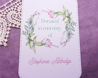 Donated In Memory of Personalized Bookplate - Set of 10 - Adhesive - Peel and stick - Sticker - Book Plate - Memorial - Library - School