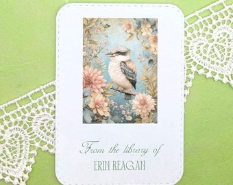 Victorian Bird Personalized Bookplate Sticker - Set of 10 - Adhesive - Peel and stick - Gift under 20 - Book Plate - Gift for bookworm