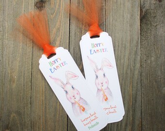 Set of 8 Easter bookmarks - Hoppy Easter Bunny - Teachers Reward - Party Favor - Student Gift - Unique - Classmates - Personalized