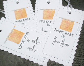 Hand Knit by Hang Tags - Peach  - Set of 15 - Personalized - Store tags - Hand made - Handmade by - Hang tag - Scallop edge - Custom - Large