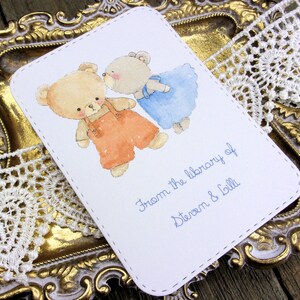 Bear friends Personalized Bookplate - Set of 10 - Adhesive - Peel and stick - Embossed - Sticker - Book Plate - Juvenile - Gift under 15