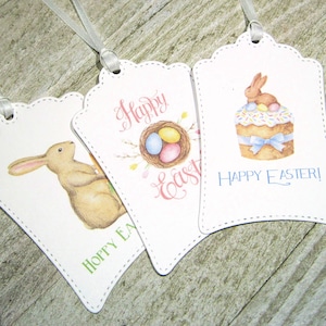 Easter Gift Tags - Set of 12 - Favors - Trending - Easter Bunny Hang Tags - Easter Basket - Easter Eggs - Party Favor tags