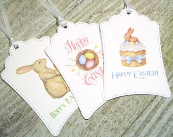 Easter Gift Tags - Set of 12 - Favors - Trending - Easter Bunny Hang Tags - Easter Basket - Easter Eggs - Party Favor tags