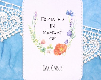 Donated In Memory of Personalized Bookplate - Set of 10 - Adhesive - Bereavement Gift - Sticker - Book Plate - Memorial - Library - School