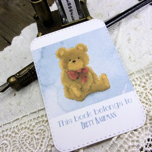 Teddy Bear Personalized Bookplate - Set of 10 - Adhesive - Peel and stick - Embossed - Sticker - Book Plate -Baby Gift - Juvenile -