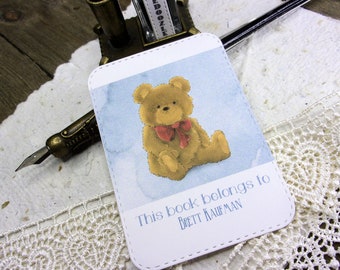 Teddy Bear Personalized Bookplate - Set of 10 - Adhesive - Peel and stick - Embossed - Sticker - Book Plate -Baby Gift - Juvenile -