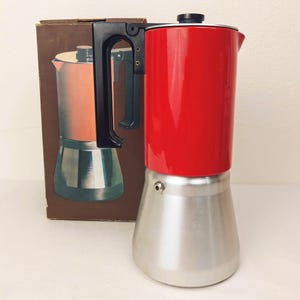 Vintage Enamel stovetop Coffee Percolator - Retro Aluminium Coffee Pot Kitchenware Czechoslovakia 1983