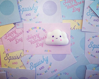 INSTANT Download Digital Squishy Squishies Mochi Kawaii Valentine’s Day Kid Insert Card Multicolor Print Yourself Valentines