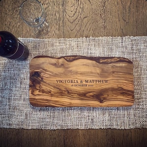 Customizable 16&quot; L x 6.75&quot; W x 0.75&quot; H Large Olive Wood Olivewood Cheeseboard Charcuterie Board with Live Edge, Rustic, Wooden