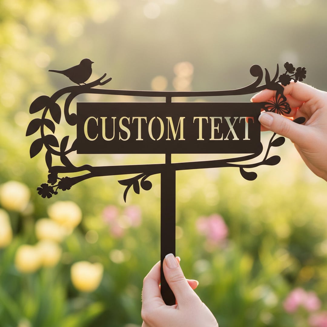 Gardener Name Sign, Custom Garden Sign With Stake, Flower Design ...