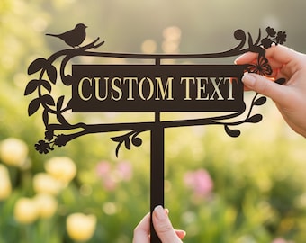 Gärtner Namensschild, individuelles Gartenschild mit Einsatz, Blumendesign, personalisiertes Gartenschild, Papas Metallgartenschild, Geschenk für Gärtnerin