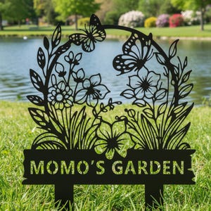 Naambord tuinman, aangepast tuinbord met inzet, bloemontwerp gepersonaliseerd tuinbord, metalen tuinbord mama, cadeau voor tuinmanvrouw