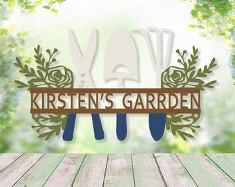Gärtner Namensschild, individuelles Gartenschild mit Einsatz, Blumendesign, personalisiertes Gartenschild, Papas Metallgartenschild, Geschenk für Gärtnerin
