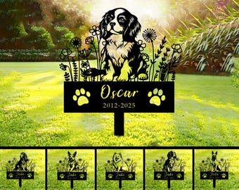 Custom King Charles Dog Memorial Stake, huisdier ontwerp tuinbord, cadeau voor huisdier, hond grafmarkering, gepersonaliseerd teken hondentuin, huisdier verlies cadeau