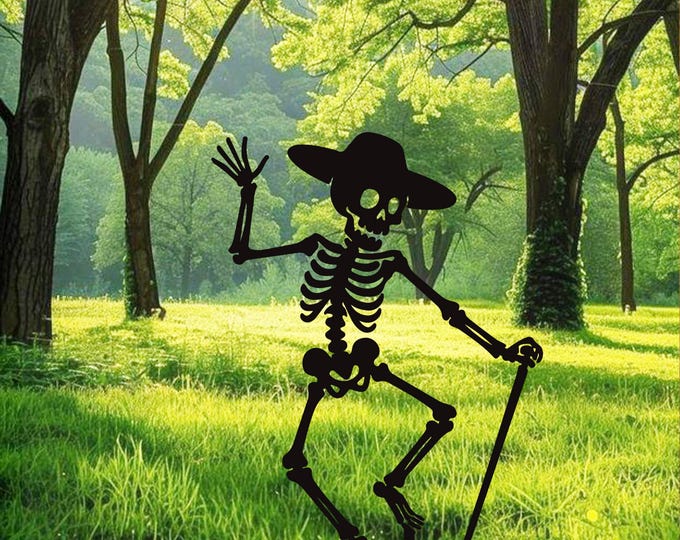 Halloween Skeleton Metal Garden Stakes, Halloween Yard Metal Decor, Halloween Yard Stakes,Lawn Stakes,Halloween Garden Signs,Halloween Gift